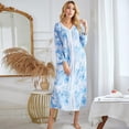 thumbnail image 5 of Women Long Sleeve Pajamas Homewear Floral Long Sleeve Nightdress Casual Night Sleepwear Dress Long Nightgown Homewear, 5 of 9