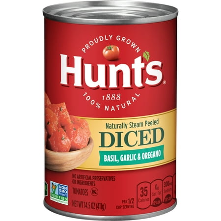 (6 Pack) Hunt's Diced Tomatoes with Basil, Garlic & Oregano, 14.5 (Best Canned Tomatoes For Chili)