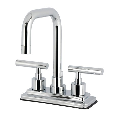 Kingston Brass KS6641CML Manhattan Double-Handle 4" Centerset Bathroom Faucet with Brass Pop-Up, Polished Chrome