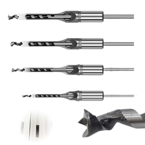 Ahtopmall Square Hole Drill Woodworking Tools Auger Mortising Chisel Drill Set, Brocas para Madera, Square Hole Drill Bit, Saw Auger Woodworking Tool