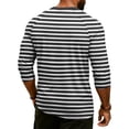 thumbnail image 5 of Fabrcox Men 3/4 Sleeve Shirt Striped Button Mens V Neck Shirts Summer Color Block Running Workout Mens Athletic Shirt Gray S, 5 of 7
