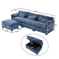 thumbnail image 3 of Villeston 112" Oversized L Shaped Sectional Sofa for Living Room, Modern Chenille Comfy Boucle Sleeper with Movable Storage Ottoman, Phone Holder, USB Charging Port,Navy Blue, 3 of 9
