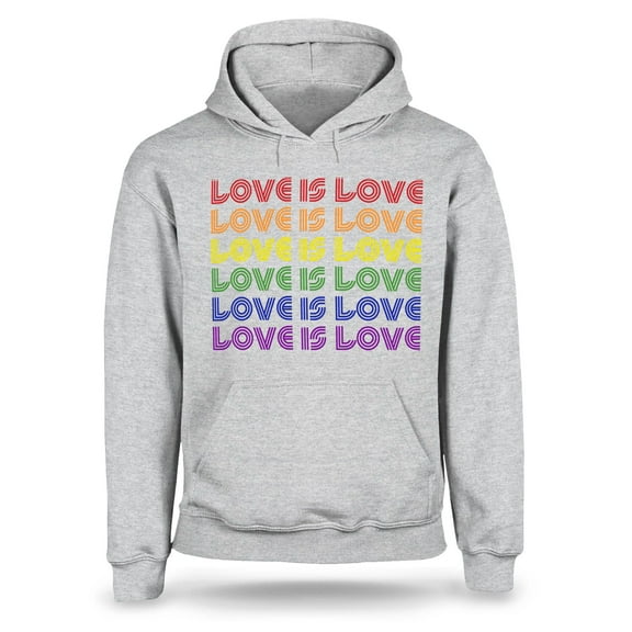S4E Men's Love is Love Rainbow Gay Pride Hoodie Sweatshirts Small Sports Grey