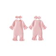thumbnail image 2 of Cenuakty Baby Girls Fall Outfits Cute Solid Color Long Sleeve Romper and Headband, 2 of 9