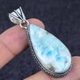 thumbnail image 2 of Natural Larimar Gemstone Handmade 925 Sterling Silver Jewelry Pendant 2.36", 2 of 2