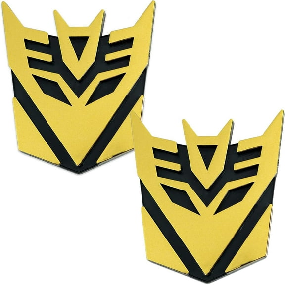 2 PCS in Set Transformers Emblem - 4" Tall for Car Decepticon Sticker Pair Gold Finish PVC Auto Emblems Transformers Autobot Car Accessories