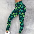 thumbnail image 2 of QATAINLAV St Patricks Day Leggings for Women High Waisted Tummy Control Workout Leggings Fashion Shamrock Leaves Print Irish Green Soft Yoga Pants Green M, 2 of 6