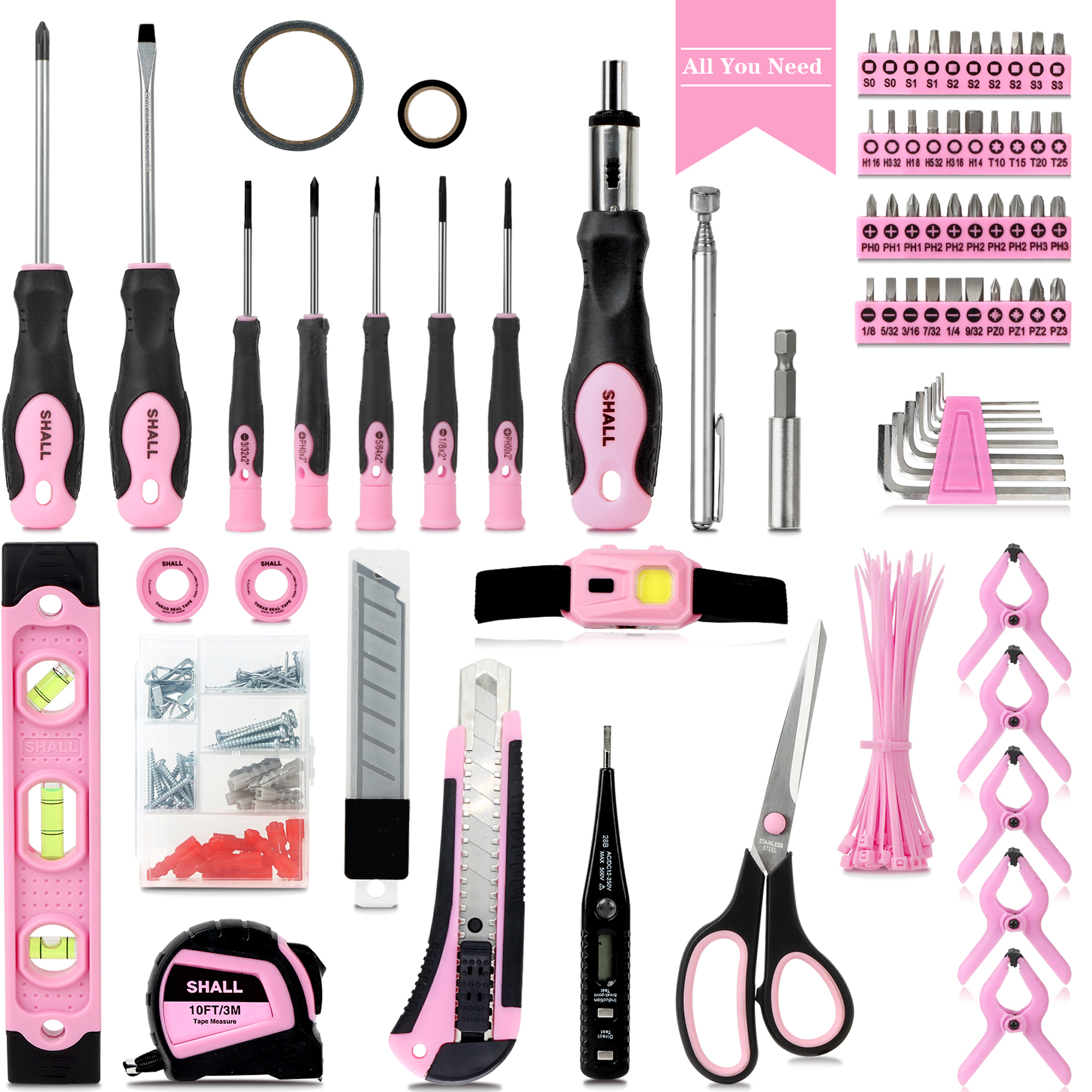 SHALL 246-Piece Pink Tool Set with Large Tool Bag Organizer photo 4