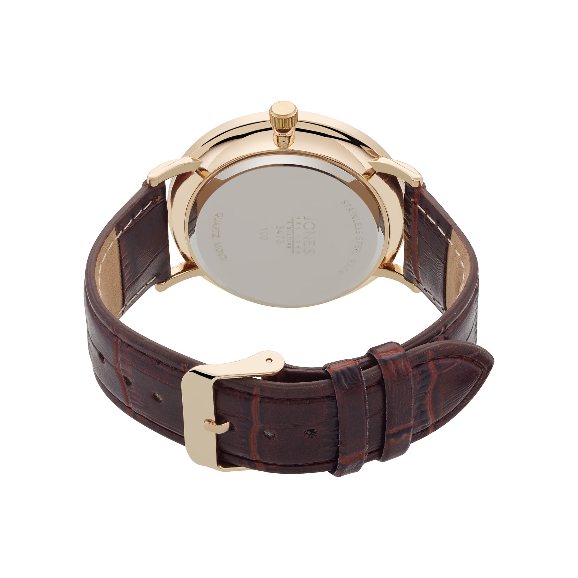 Jones New York Men's Brown Croco Leather Strap Watch 44mm