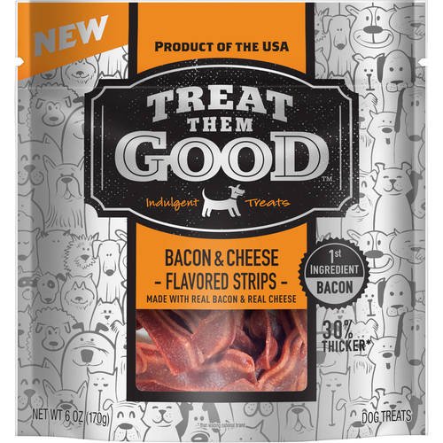 Treat Them Good Dog Treats Bacon & Cheese Strips, 6.0 Oz