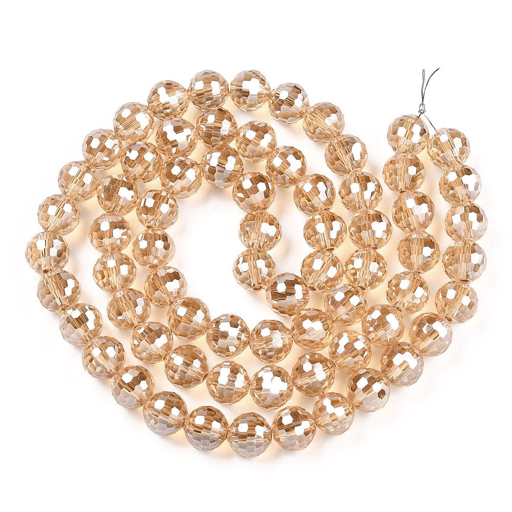 Electroplate Glass Bead Strands Rainbow Color Plated Faceted(96 Facets) Round Goldenrod 10mm Hole: 1.6mm about 72pcs/strand 22.4 inch