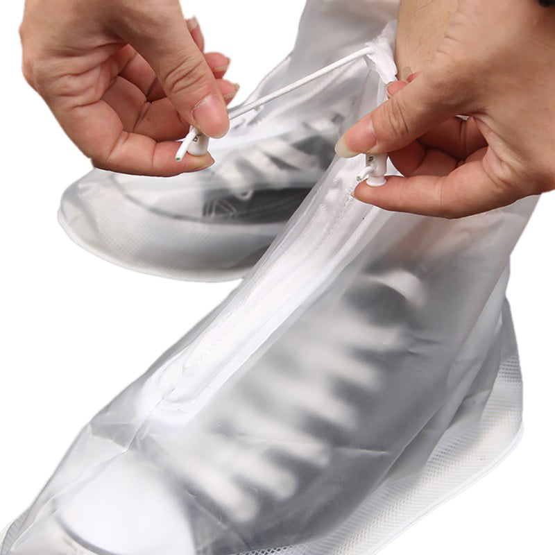 Pair Rainproof Shoe Cover Anti-slip Rain Boot Overshoe & Zipper Waterproof Layer 