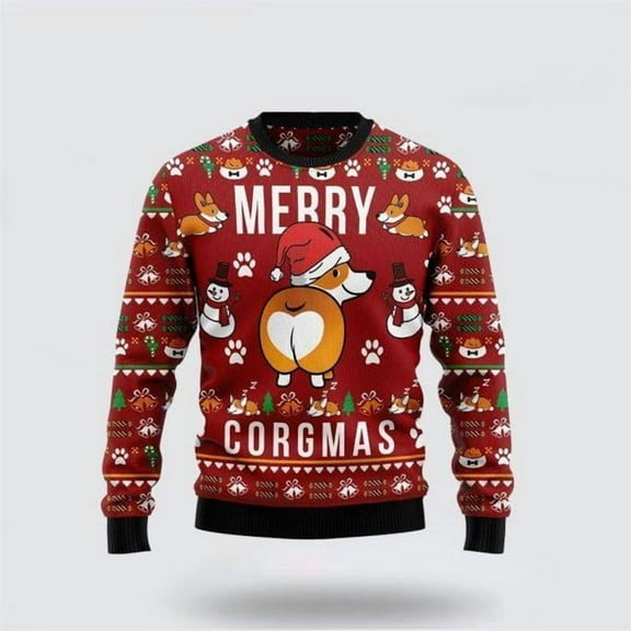 Funny Corgi Dog Merry X-mas Christmas Sweater – Dog Lover Christmas Sweater