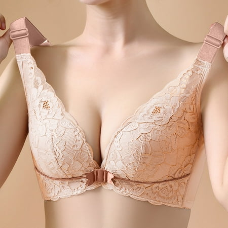 Womens Bra Bra Women Comfortable Large Size Backless Front Buckle Bras for Women No Underwire Clearance Fashion Khaki 44