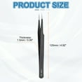 thumbnail image 2 of Uxcell 4.92" Long ESD-18 Anti-static Straight Pointed Tip Tweezers Stainless Steel Round Edge Non-magnetic Precision Tweezers for Various Electronics Precise Repair, 2 of 7