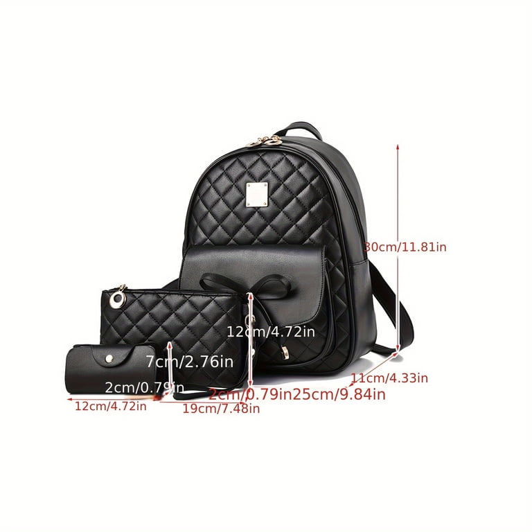 MMYGU Quilted PU Leather Set Backpack Clutch & Card Holder  display picture 1