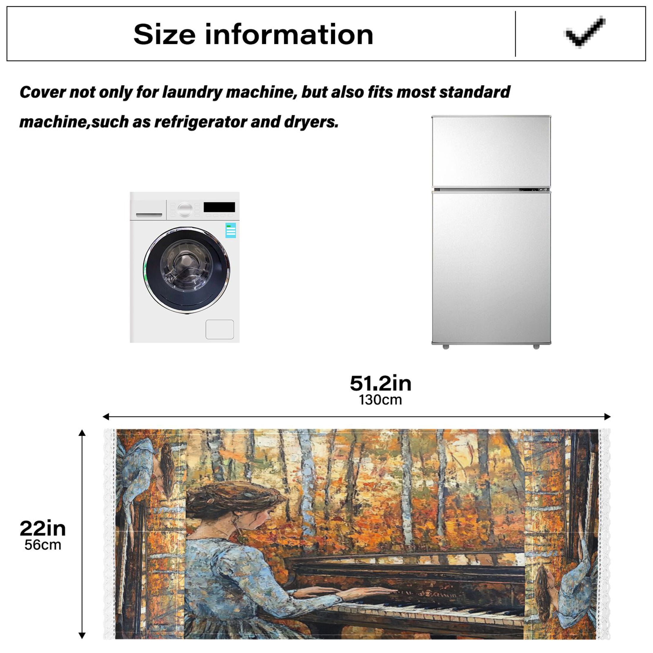 The Girl Plays The PianoWasher and Dryer Covers Dust-Proof and Oil Resistant Fridge Cover with 4 Storage Pockets Washing Machine Top Cover for Laundry Kitchen Home 51.2 x 22 In