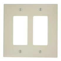 Leviton PJ262-A 2-Gang Decora GFCI Rocker Switch Wall Plate, Unbreakable Thermoplastic, Midway Size, Almond