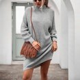 thumbnail image 2 of NARABB Women's Sweater Dress Knit Fold Solid Dress Shoulder Short Sleeve Dress, 2 of 7