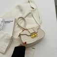 thumbnail image 1 of LHSHID Korean Style Fashion Shoulder Bag Solid Pu Leather Small Handbags Underarm Bags For Women Crossbody With Lock, 1 of 6