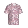 thumbnail image 2 of Hawaiian Shirt For Men, Pink Paisley Mens Button Down Short Sleeve Shirt, Summer Beach Shirts For Men, 2 of 2