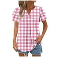 thumbnail image 1 of Camisas de Cuello de Tripulación de Manga Corta para las Mujeres Plisado Mangas de Ruffle, Cuello Redondo Casual Primavera Y Blusa de Verano, 1 of 7