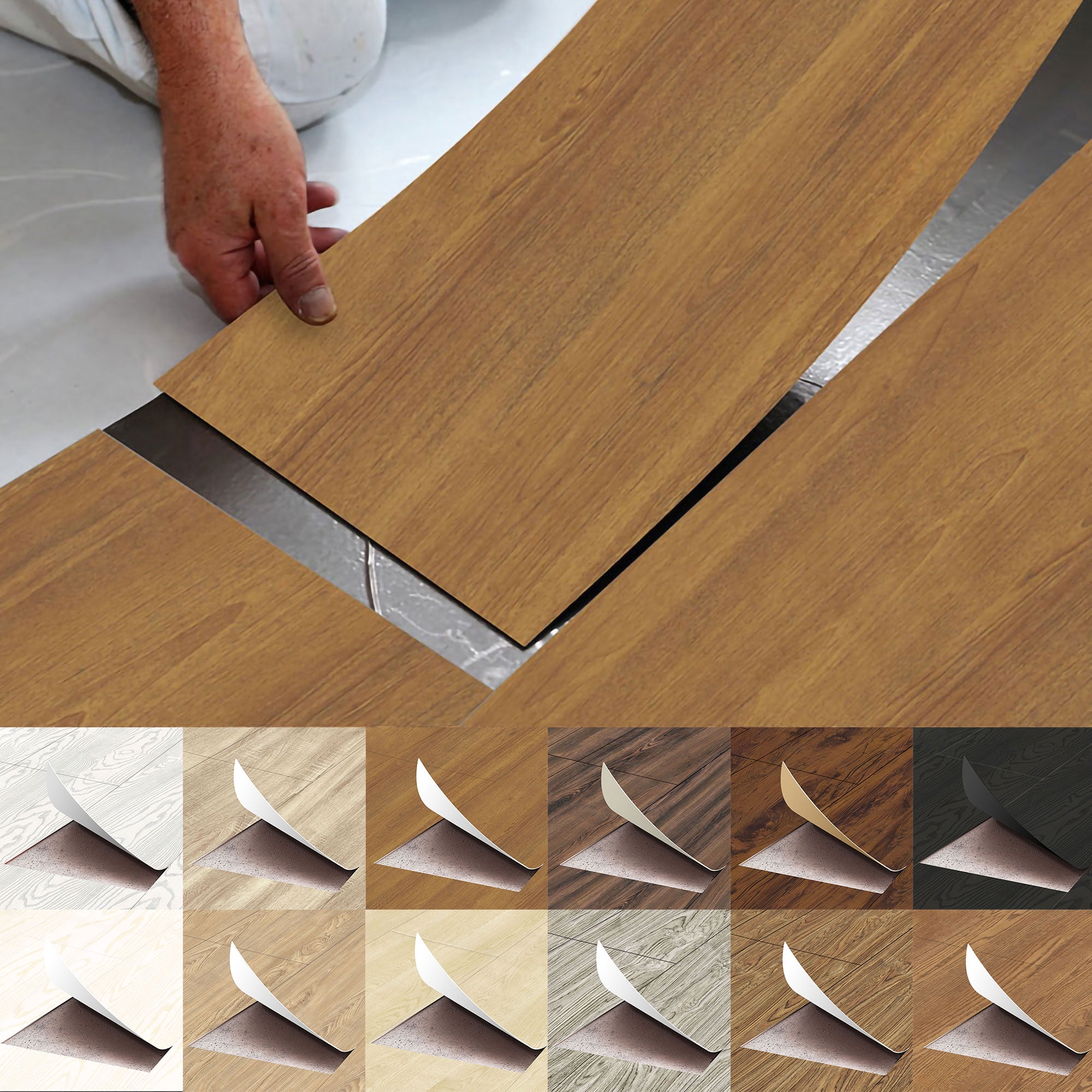 Cuh Wooden Wall Floor Planks Floor Tiles- Simple Peel And Stick Application For Kitchen Bathroom Living Room - Walmartcom