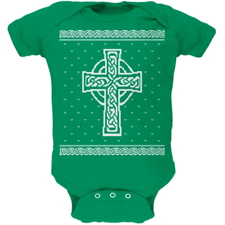 

Celtic Cross Irish Ugly Christmas Sweater Soft Baby One Piece