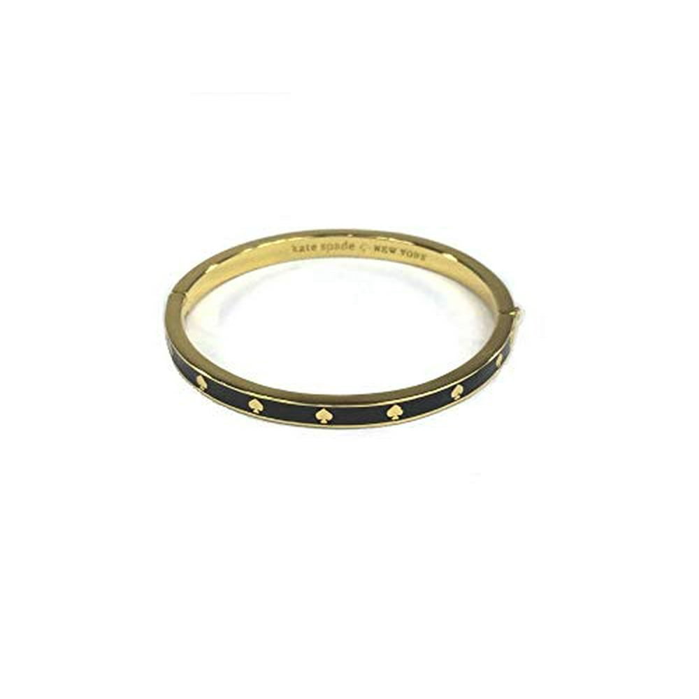 Kate Spade New York Kate Spade Spot The Spade Thin Black/Gold Tone Bangle Bracelet O0RU2565