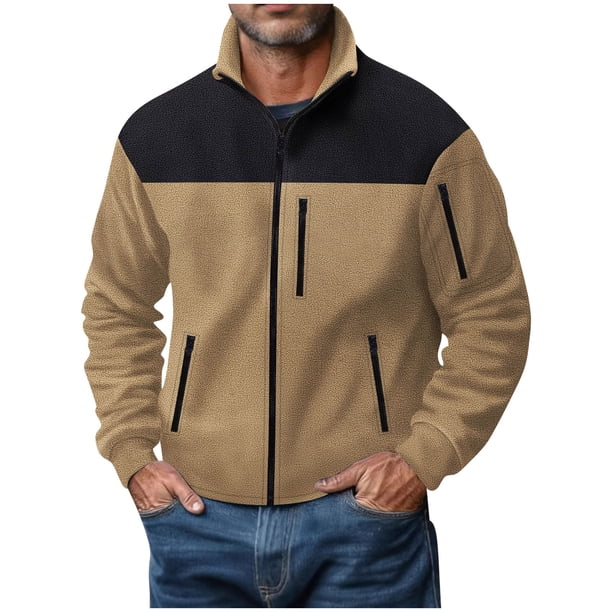 pstuiky camisa de manga larga para hombre, Camisa de manga larga con cuello alto, botones y bolsillos laterales para hombre camisetas de hombre l