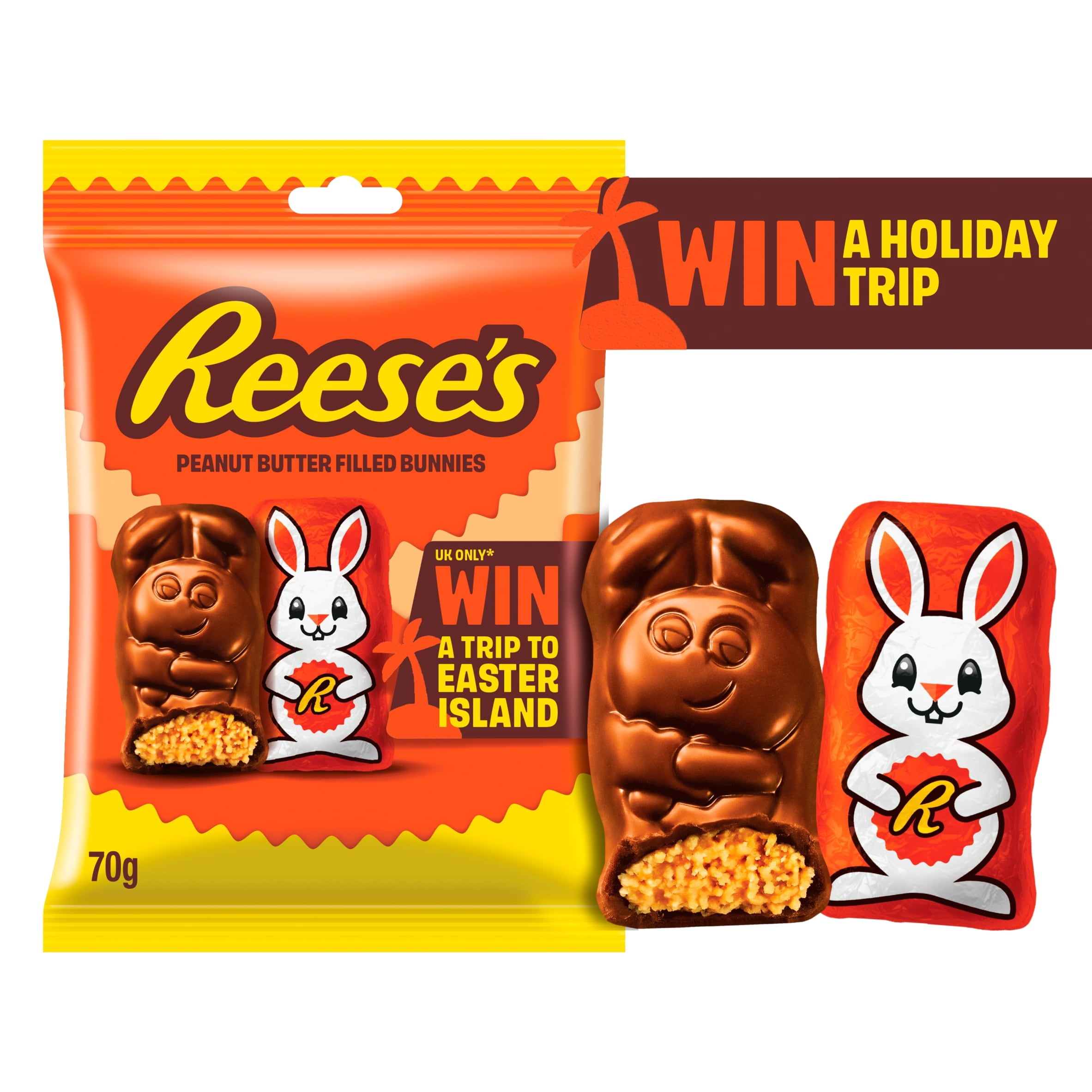 Reese's Milk Chocolate Peanut Butter Bunnies 70g, Imported from Britain