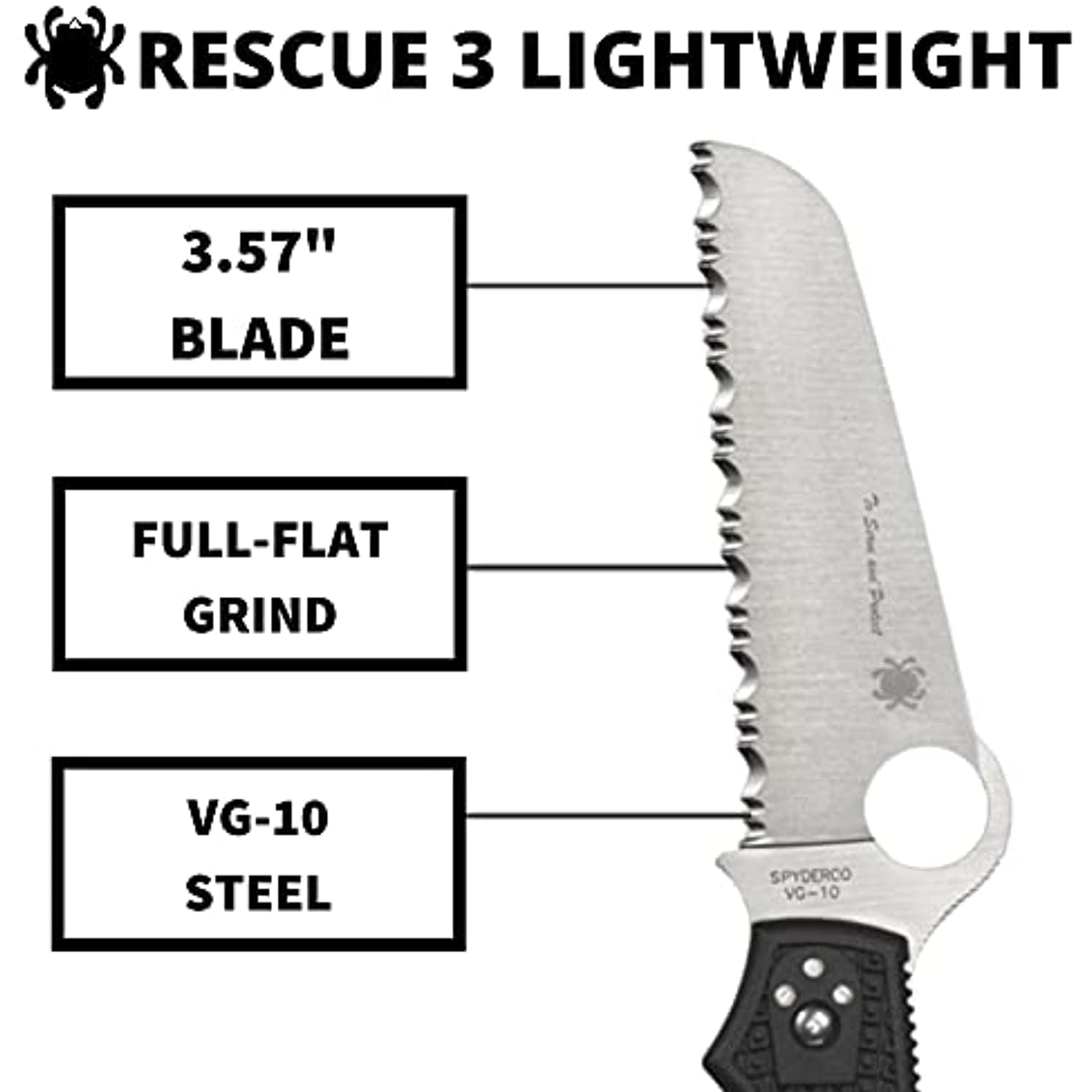 Spyderco Knives Spyderco Rescue 3 Lightweight Folding Knife Thin Blue Line SPC14FSBKBL3