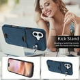 thumbnail image 4 of Case for iPhone 16 Wallet with Credit Card Holder & Finger Ring Kickstand, Premium PU Leather Slim Cover Shockproof Scratch Resistant Full Protection Phone Case for iPhone 16, Blue, 4 of 10