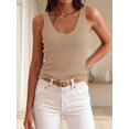 thumbnail image 4 of Women V‑Neck Ruffle Sleeveless Ribbed‑Knit Tank Top, Lightweight Casual Going‑Out Summer Blouse, 4 of 12