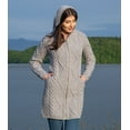 thumbnail image 4 of SAOL Aran Cable Knit Zip Hooded Coat 100% Merino Wool Women's Irish Fisherman Cardigan Sweater Made in Ireland, 4 of 7