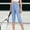 Sky Blue, variant on FRSASU Girl's Knee Length Capri Leggings with Pockets Yoga Workout Capris Pants Stretch for Running Casual Sky Blue