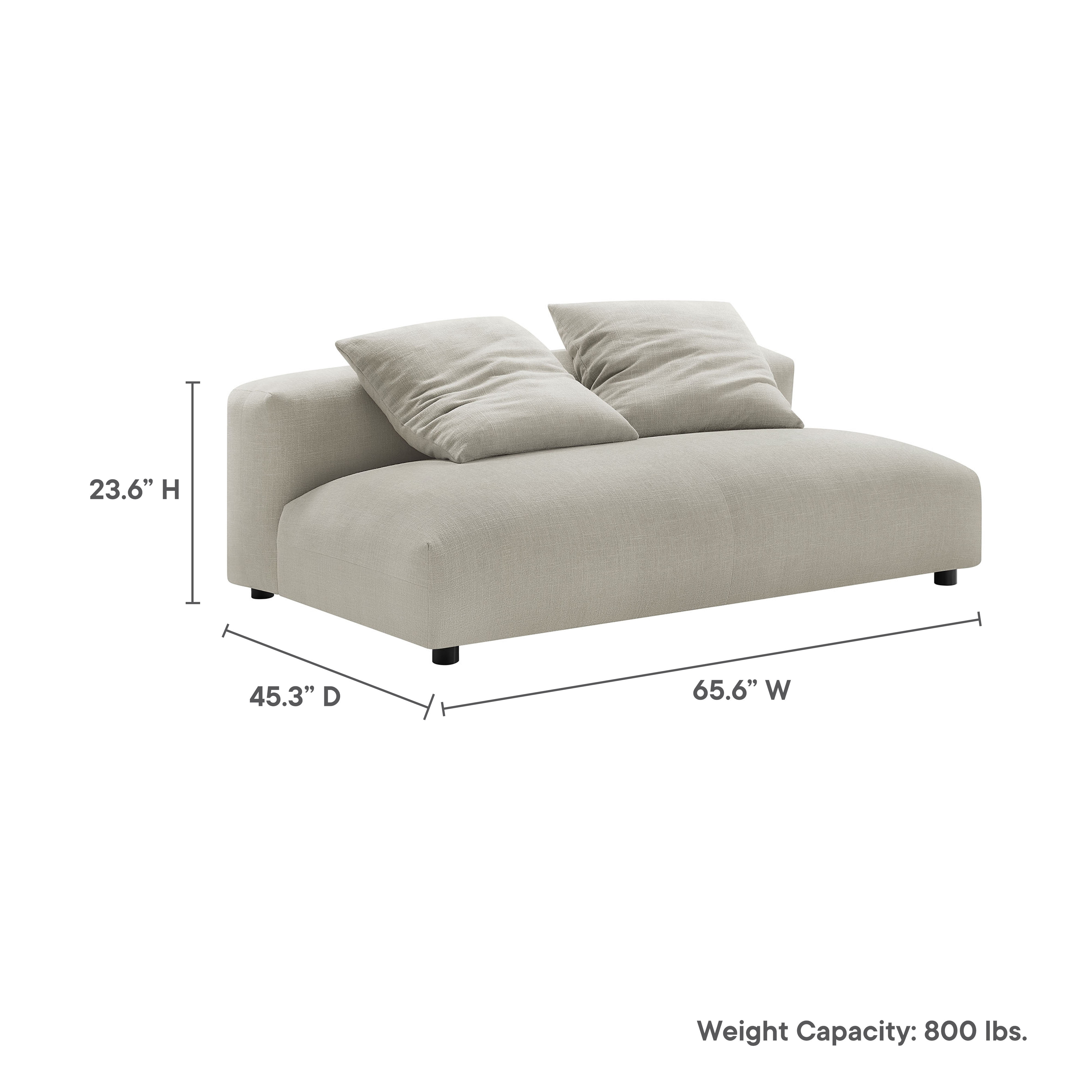 Solace Modular Upholstered Fabric Armless Loveseat in Linen