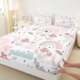 thumbnail image 3 of Castle Fairy Cartoon Rabbit 3pcs Twin Sheet Sets,Rainbow Mushroom Twin Fitted Sheet,Kawaii Animal Breathable Flat Sheet,Luxury Floral Bedroom Decor, 3 of 7