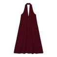 thumbnail image 5 of ClodeEU Women's Halter Neck Sleeveless Midi Dress,Casual A Line Flowy Sundress with Pockets Wine,Women's Plus S, 5 of 5