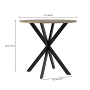 31.5 Inch Round Dining Table, Small Circle Kitchen Table with Metal Black Legs for 2-4 people,Modern Dining Room Table, Brown