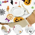thumbnail image 4 of 44in Round Halloween Pumpkin Ghost Tablecloth with Elastic Edge, Fitted Table Cover for 36-44" Tables, Polyester Reusable Table Cloths Wipe Clean for Picnic, Dining, Outdoor Use and Party Decor, 4 of 7