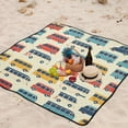 thumbnail image 5 of Buses Vehicle Beach Blanket Outdoor Picnic Blanket 78"x 78" Waterproof Foldable for Beach Camping Travel Hiking Grass Lawn Park, 5 of 5