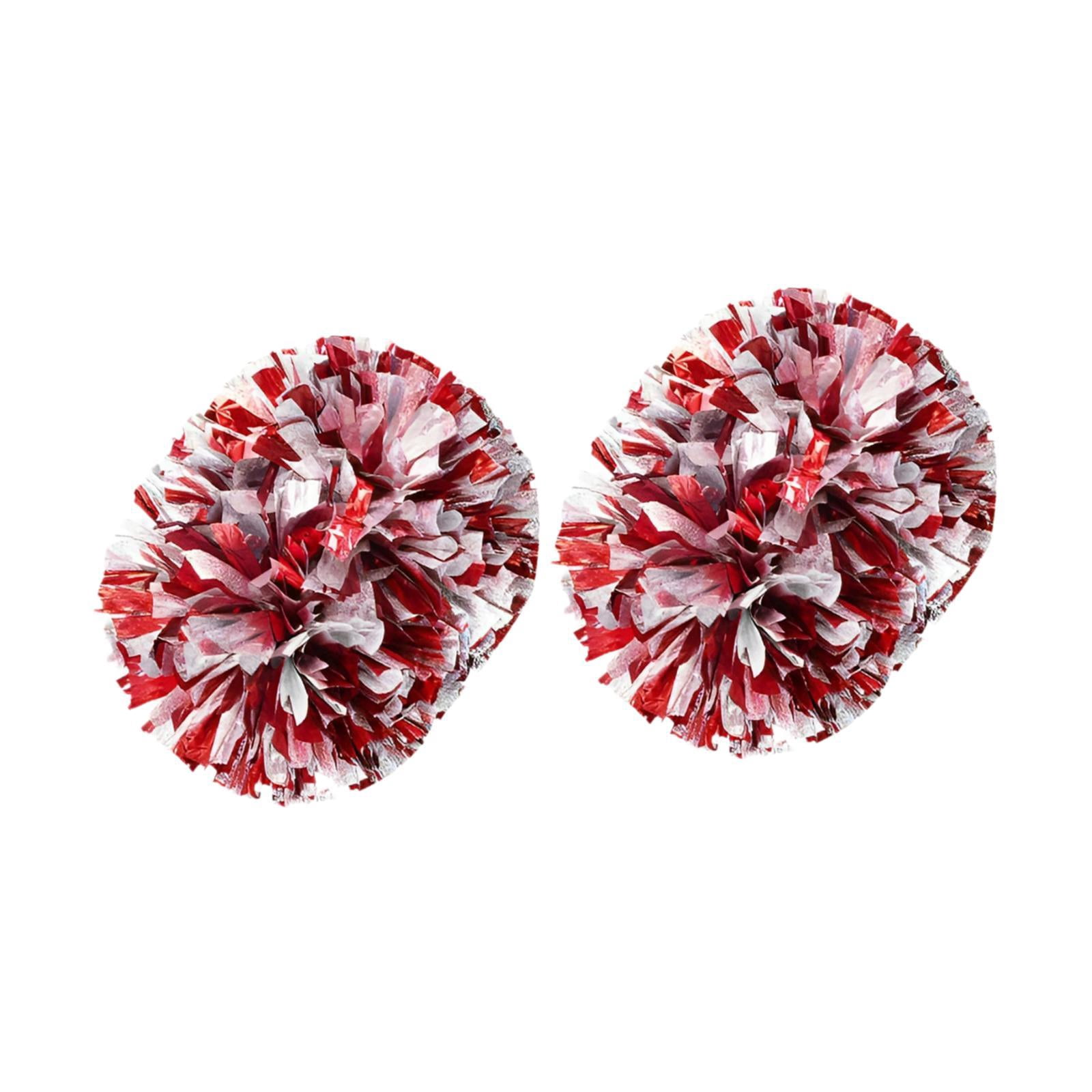 LeeQinersw 2 Pieces Cheer Poms Cheerleader pompoms Professional Shiny Cheerleading Pom Poms Red Silver