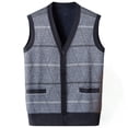 thumbnail image 1 of Chaqueta de Punto de Cuello en V de los Hombres, Abrigo Cálido con Ligero Estiramiento para el Otoño Y el Uso Casual Diario, Blusa en Capas de Moda, 1 of 7
