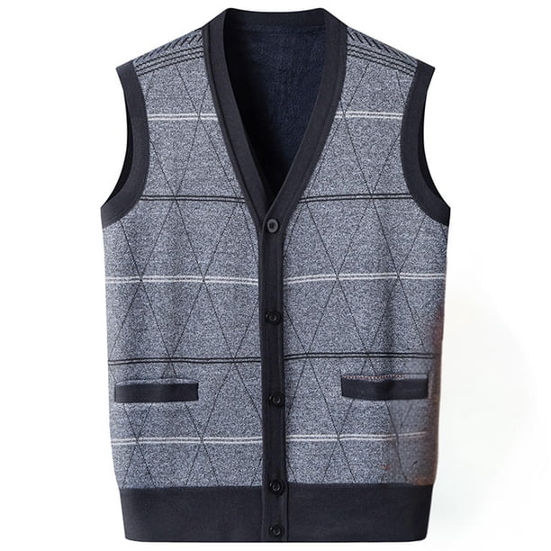 Chaqueta de Punto de Cuello en V de los Hombres, Abrigo Cálido con Ligero Estiramiento para el Otoño Y el Uso Casual Diario, Blusa en Capas de Moda