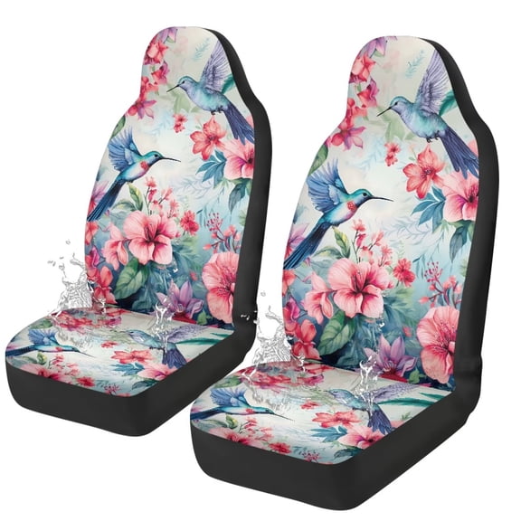 Uorisanigo Hummingbird Floral Automobile Front Seat Covers Waterproof Front Seat Covers Elastic Fabrics for Additional Protection Universal for Cars Truck SUV Van