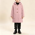 thumbnail image 6 of VIPOIN Children's Winter Solid Color Woollen Overcoat Long Sleeve Hooded Casual Outwear Pockets Jackets Kids, 6 of 8