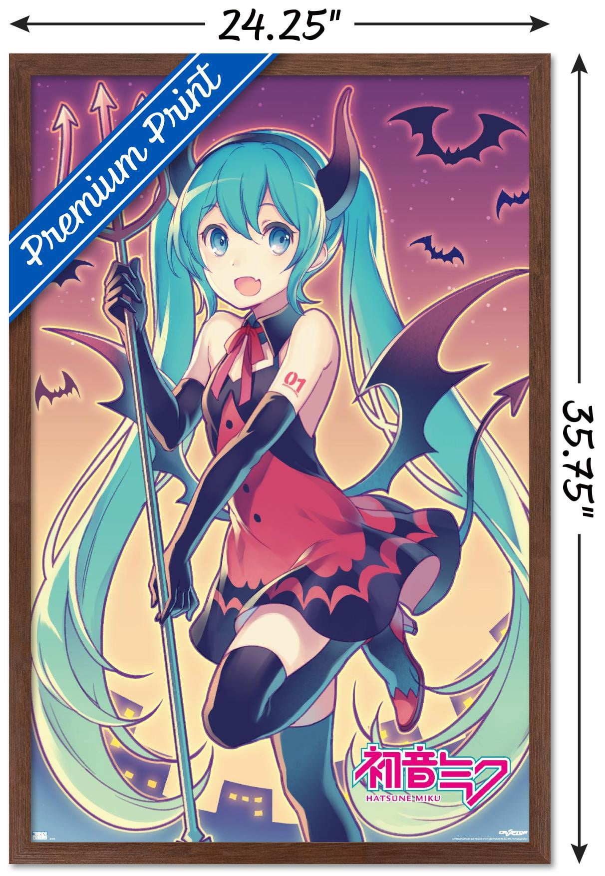 Hatsune Miku - Bats Wall Poster, 22.375" x 34" Framed