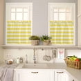 thumbnail image 4 of Kitchen Curtains and Valances Set, Pink Striped Rod Pocket Curtains Tier Farmhouse Window Treatments 24 Inch Length, Modern Simple Monochrome Geometric White 3 Piece Kitchen Drapes Set, 4 of 6