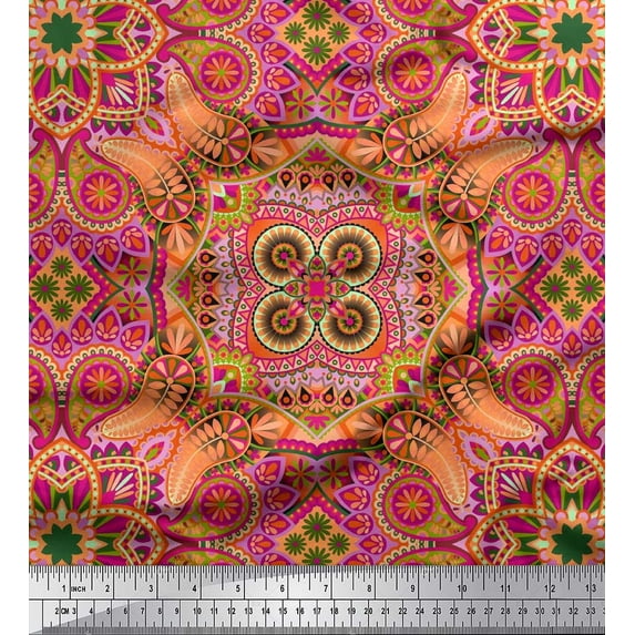 Soimoi Cotton Duck Fabric Paisley & Mandala Decorative Print Fabric by The Yard 56 Inch Wide
